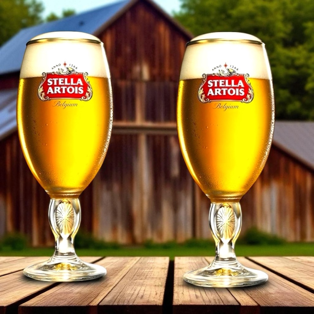 Set of 2 Stella Artois Unique Tulip Shaped Chalice